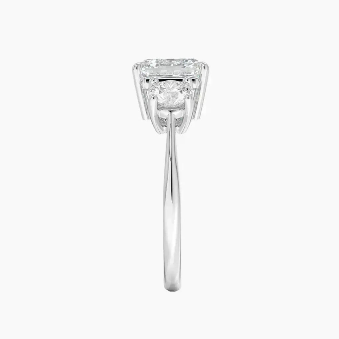Seraphina Asscher Three Stone Diamond Ring Setting in 18K Rose Gold