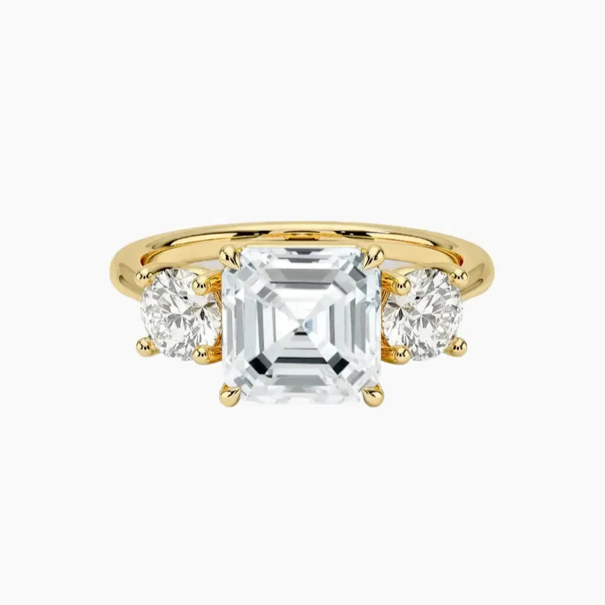 Seraphina Asscher Three Stone 1 Carat Lab Grown Diamond Engagement Ring in 14K Rose Gold