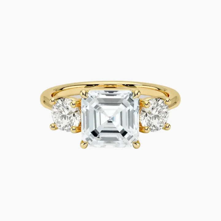 Seraphina Asscher Three Stone 2 Carat Lab Grown Diamond Engagement Ring in 14K Yellow Gold
