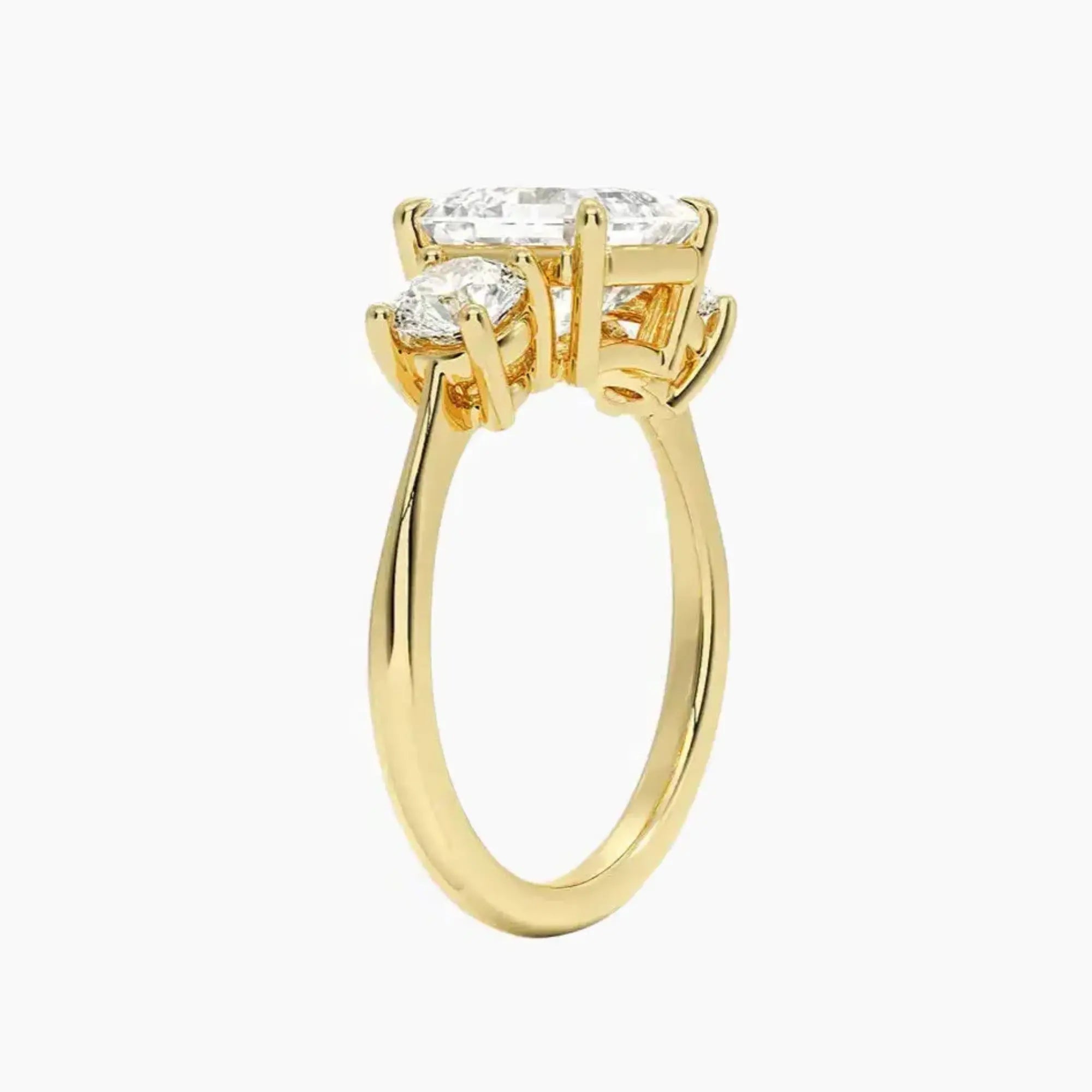 Seraphina Asscher Three Stone Diamond Ring Setting in 18K Rose Gold