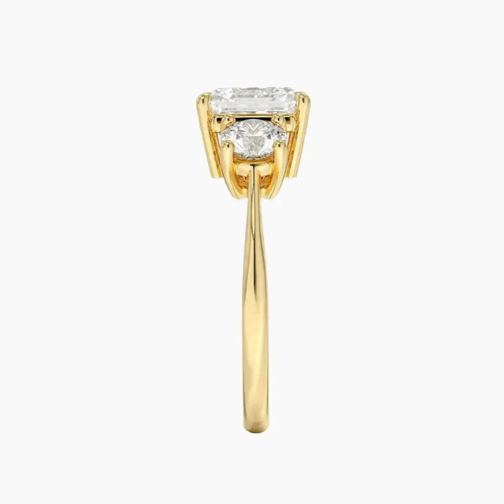 Seraphina Asscher Three Stone 1 Carat Lab Grown Diamond Engagement Ring in 14K Rose Gold
