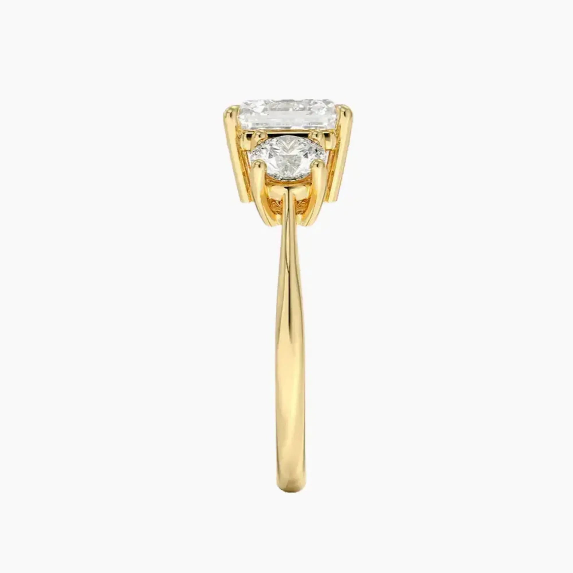 Seraphina Asscher Three Stone 1.5 Carat Lab Grown Diamond Engagement Ring in 18K Rose Gold