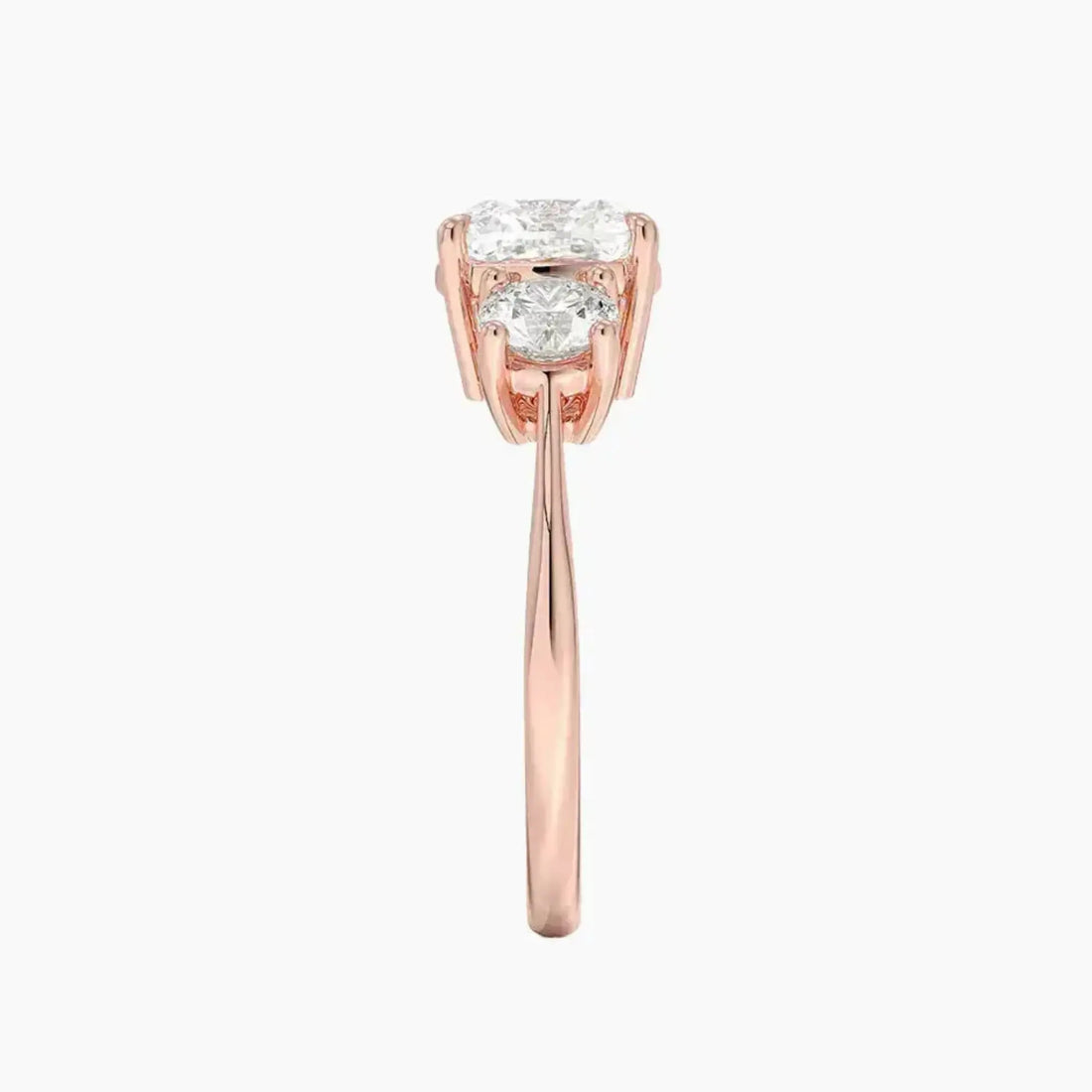 Seraphina Cushion Three Stone 2.5 Carat Lab Grown Diamond Engagement Ring in 18K Yellow Gold