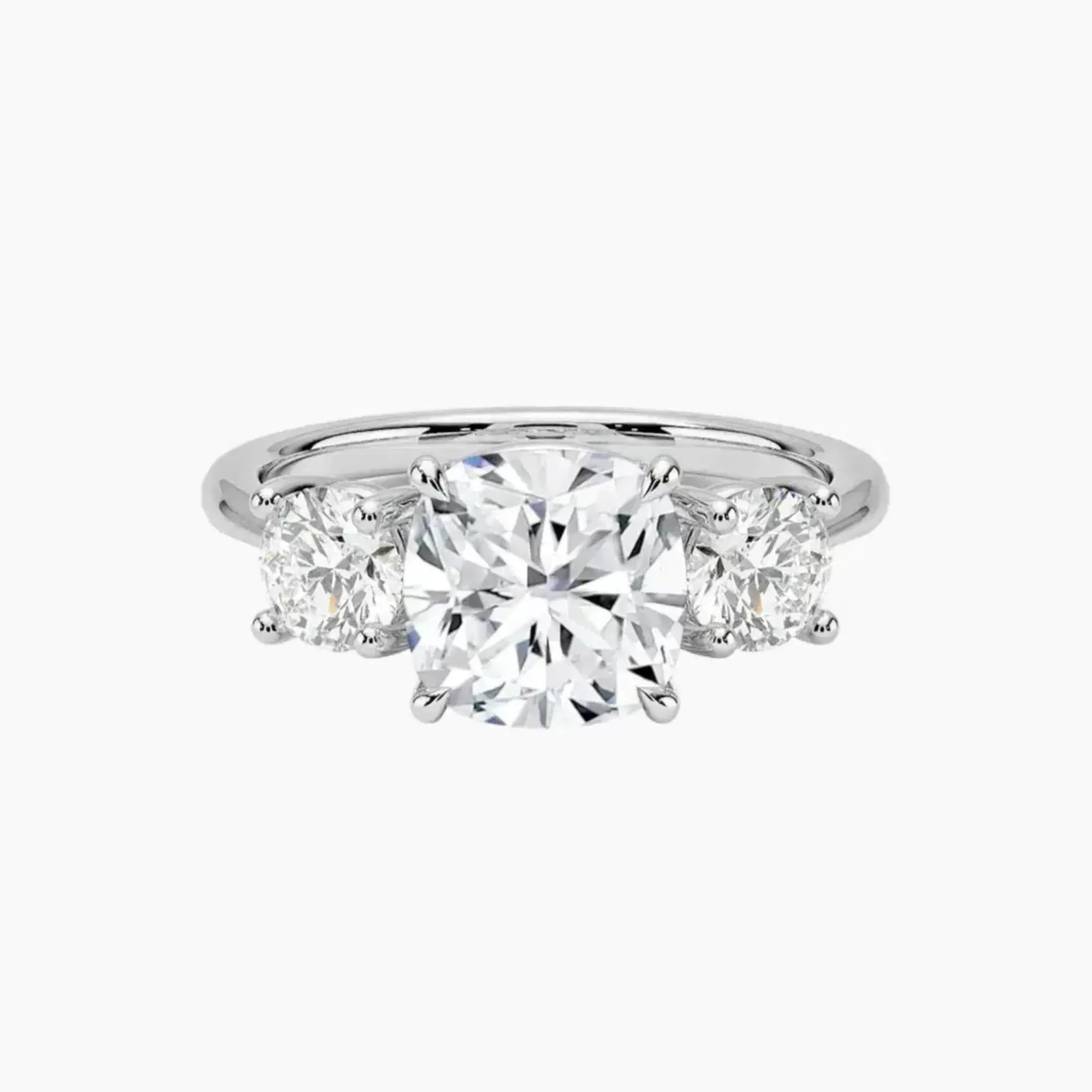 Seraphina Cushion Three Stone 2 Carat Lab Grown Diamond Engagement Ring in 14K White Gold