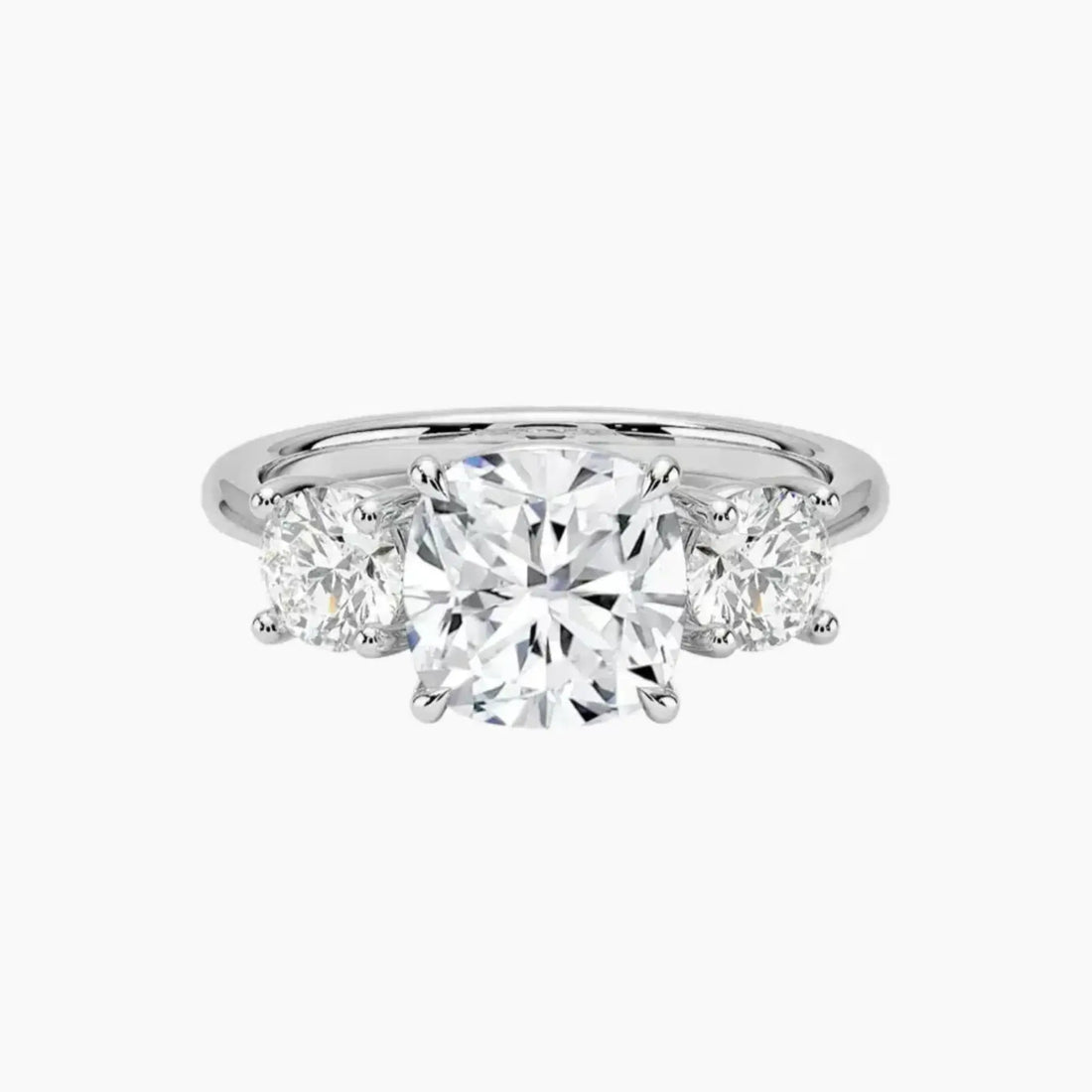 Seraphina Cushion Three Stone 1.5 Carat Lab Grown Diamond Engagement Ring in 14K Yellow Gold