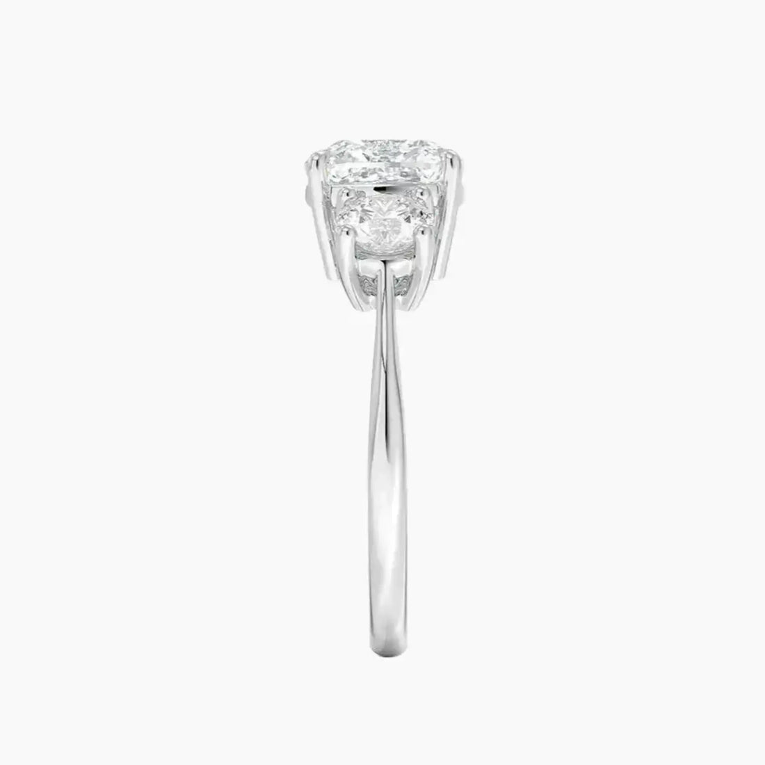Seraphina Cushion Three Stone 3 Carat Lab Grown Diamond Engagement Ring in 18K White Gold