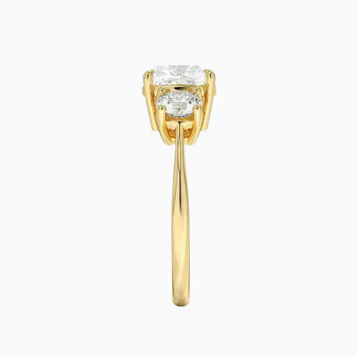 Seraphina Cushion Three Stone 2.5 Carat Lab Grown Diamond Engagement Ring in 18K Rose Gold