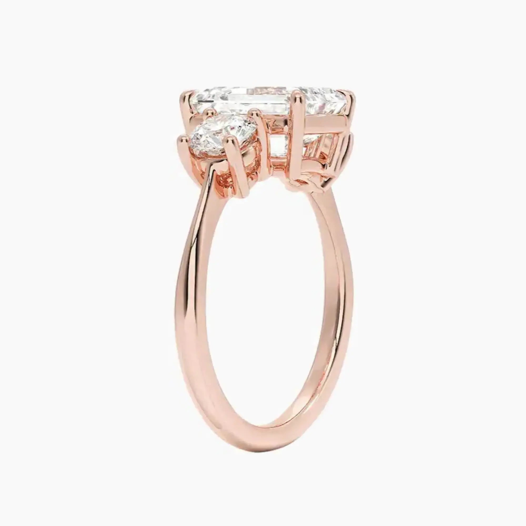 Seraphina Emerald Three Stone Diamond Ring Setting in 14K White Gold