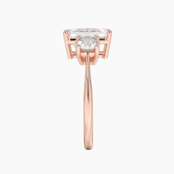 Seraphina Emerald Three Stone 2.5 Carat Lab Grown Diamond Engagement Ring in 14K White Gold