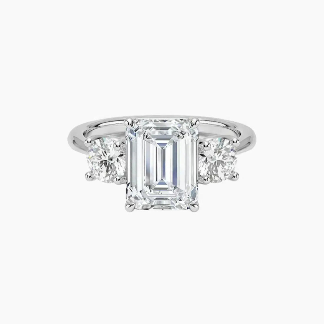 Seraphina Emerald Three Stone Diamond Ring Setting in 14K Rose Gold
