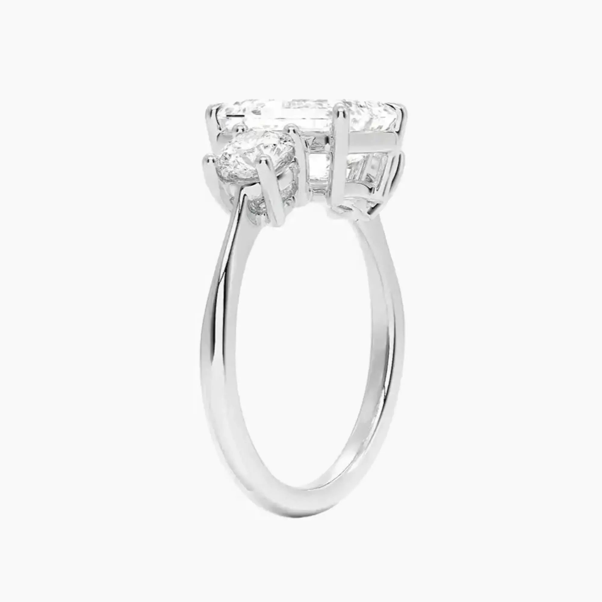 Seraphina Emerald Three Stone Diamond Ring Setting in 14K Rose Gold