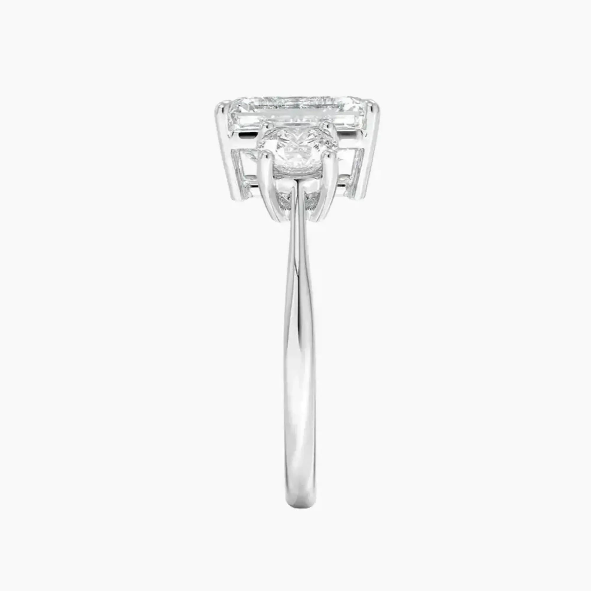 Seraphina Emerald Three Stone Diamond Ring Setting in 18K Rose Gold