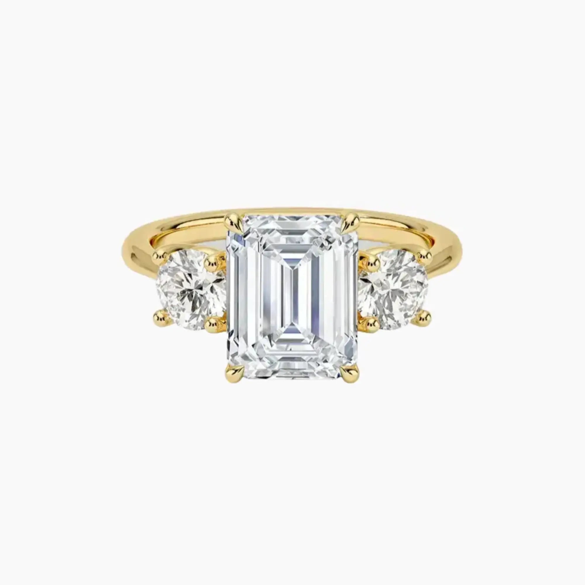 Seraphina Emerald Three Stone 3 Carat Lab Grown Diamond Engagement Ring in 14K Yellow Gold