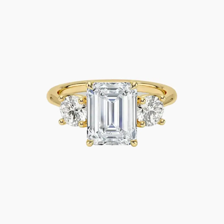 Seraphina Emerald Three Stone 2 Carat Lab Grown Diamond Engagement Ring in 14K Yellow Gold