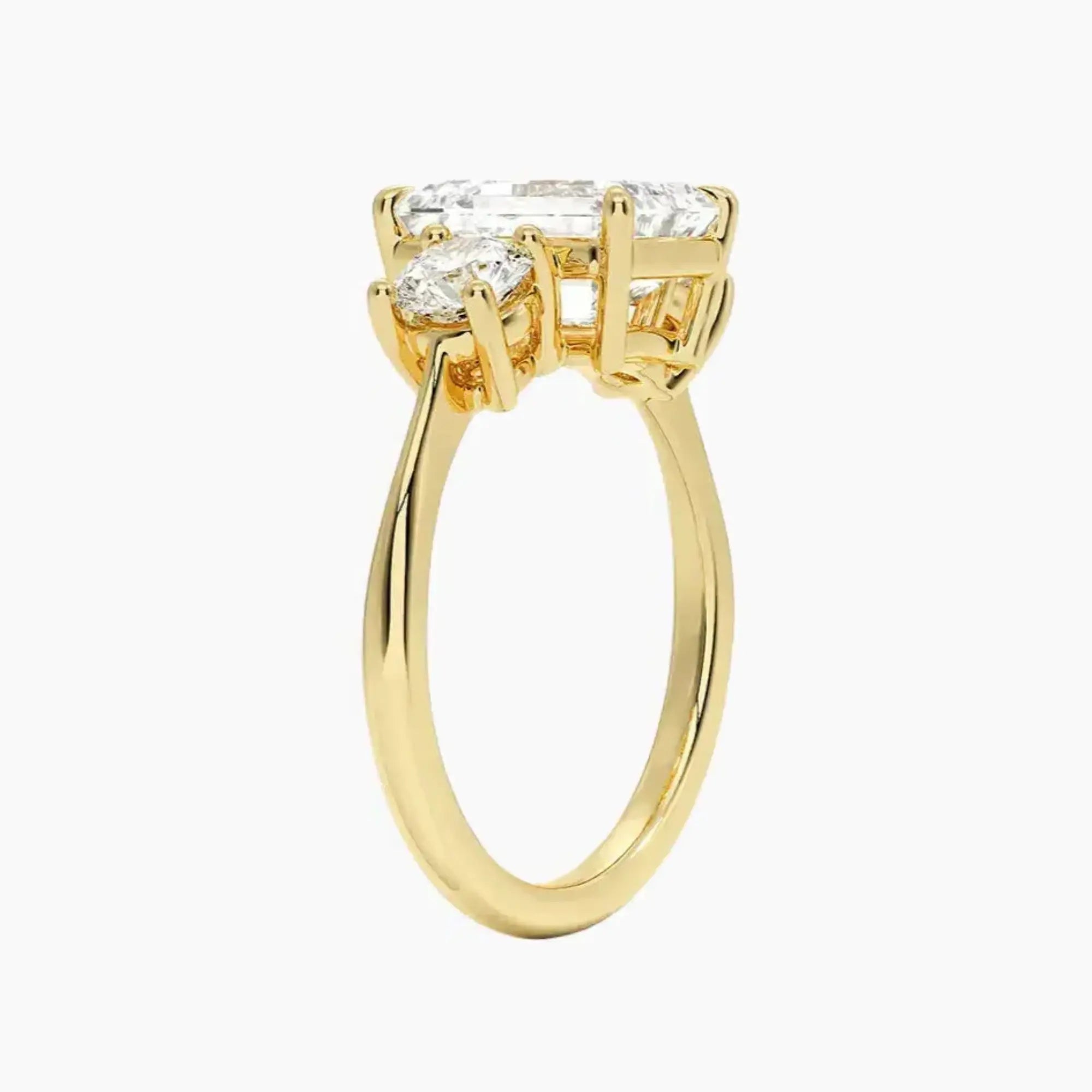 Seraphina Emerald Three Stone 3 Carat Lab Grown Diamond Engagement Ring in 18K White Gold