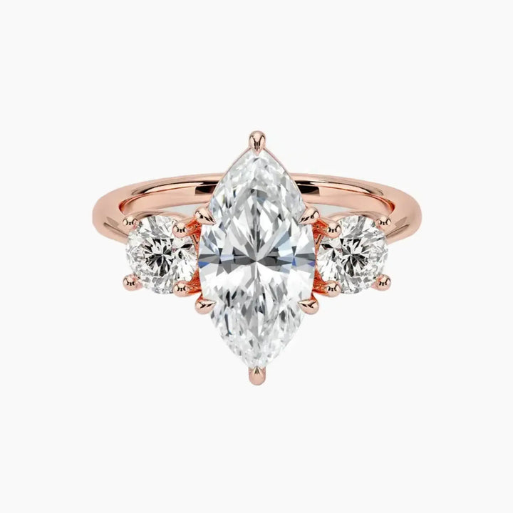 Seraphina Marquise Three Stone 3 Carat Lab Grown Diamond Engagement Ring in 14K Rose Gold
