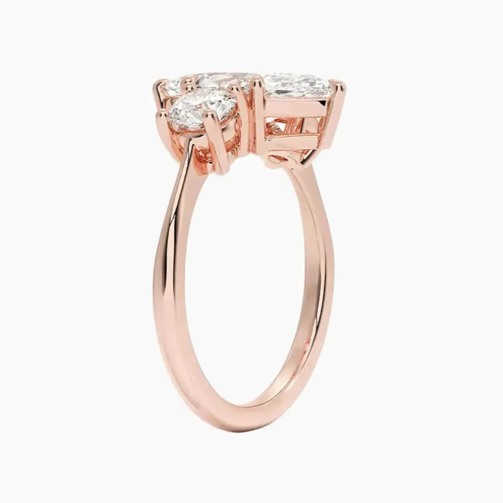 Seraphina Marquise Three Stone 1 Carat Lab Grown Diamond Engagement Ring in 18K Rose Gold