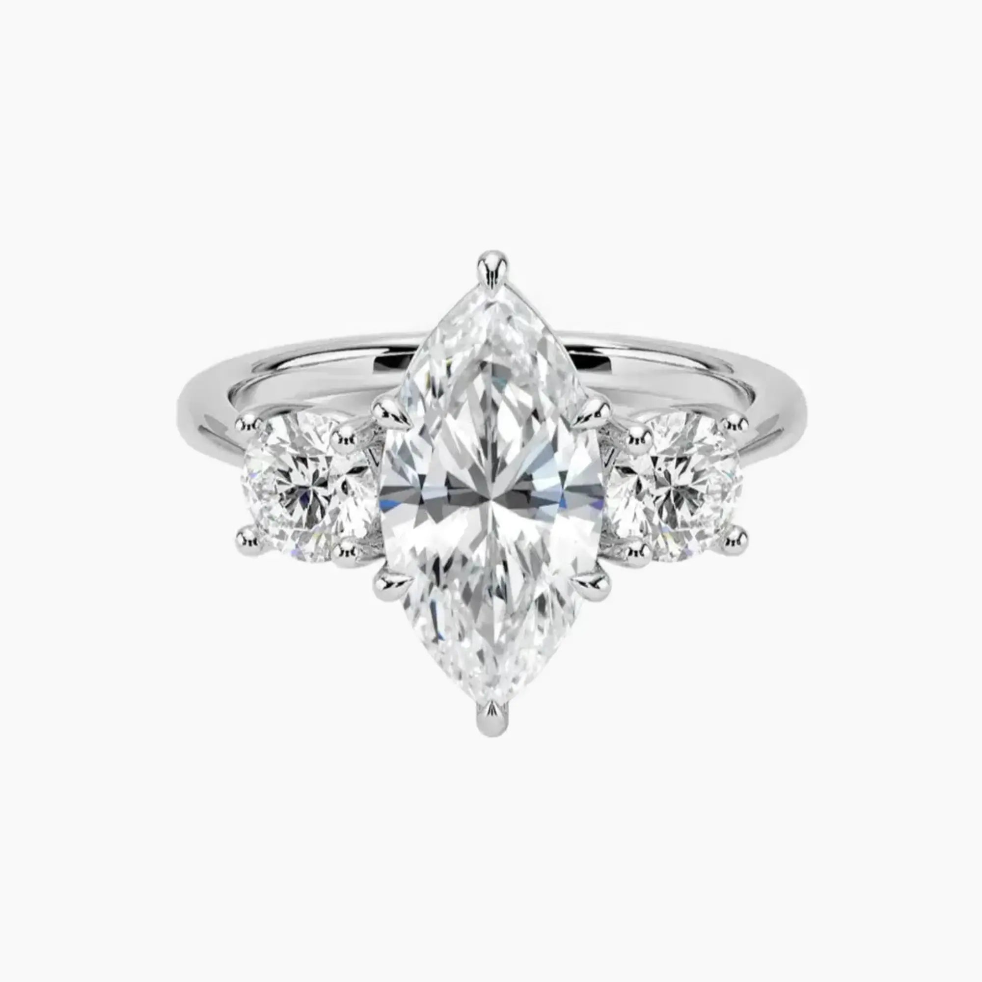 Seraphina Marquise Three Stone 2 Carat Lab Grown Diamond Engagement Ring in 14K White Gold