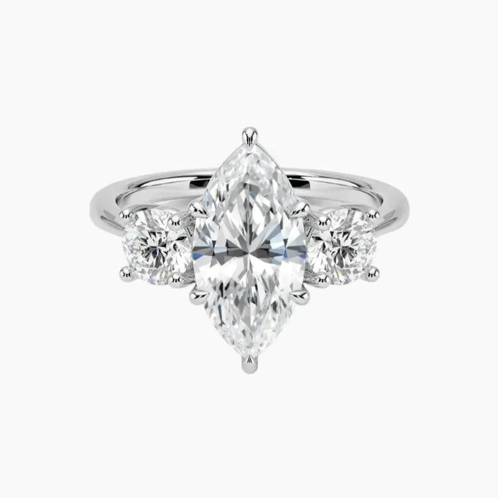 Seraphina Marquise Three Stone 2 Carat Lab Grown Diamond Engagement Ring in 18K White Gold
