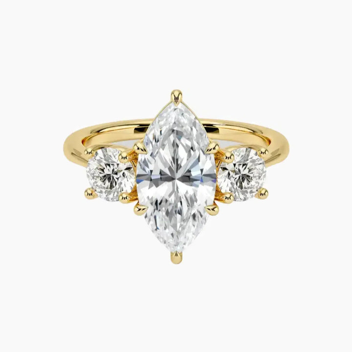 Seraphina Marquise Three Stone 2 Carat Lab Grown Diamond Engagement Ring in 18K Yellow Gold