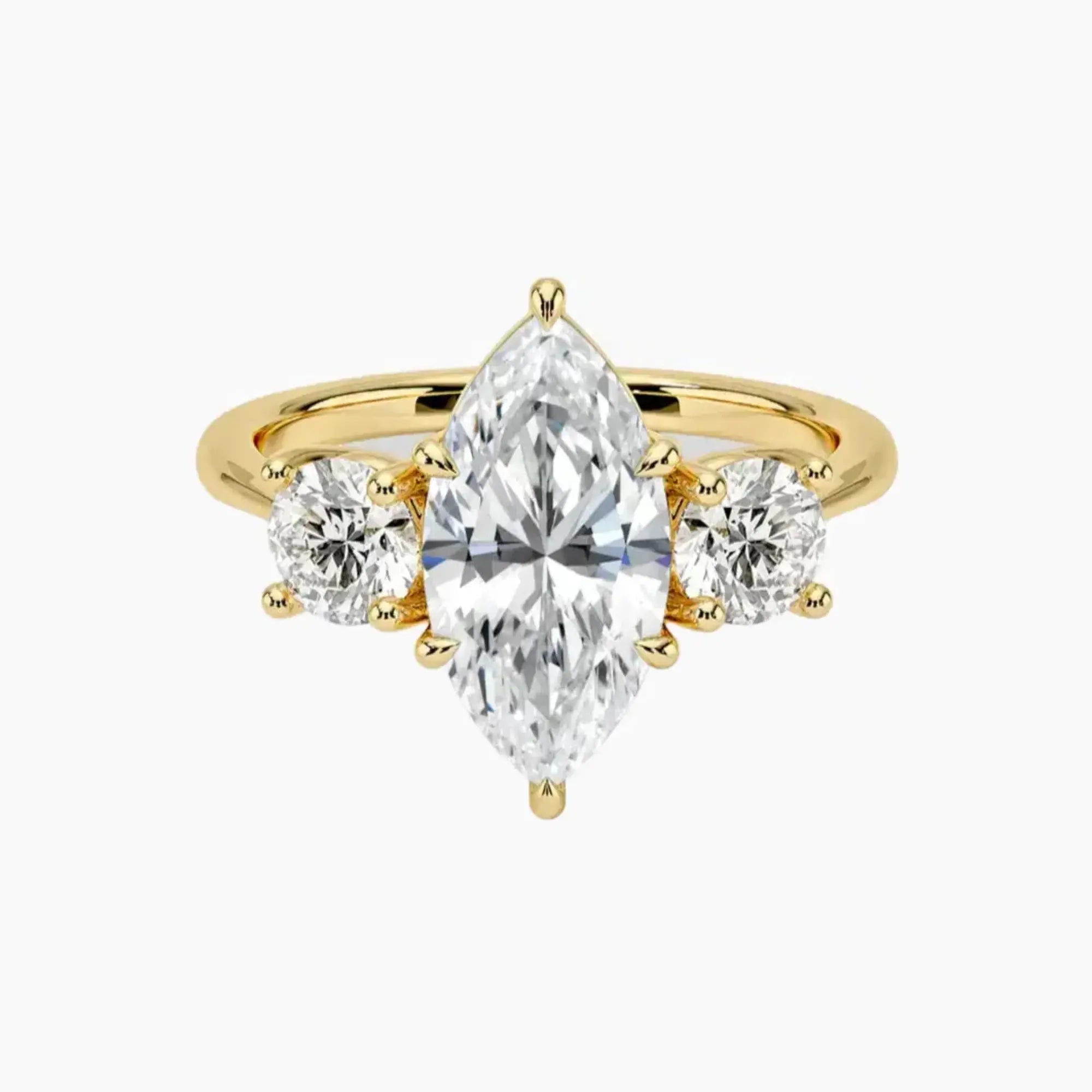 Seraphina Marquise Three Stone 1.5 Carat Lab Grown Diamond Engagement Ring in 14K Rose Gold