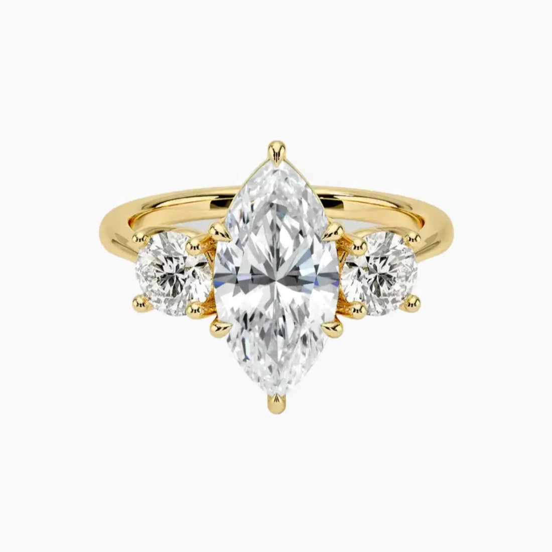 Seraphina Marquise Three Stone Diamond Ring Setting in 18K Rose Gold
