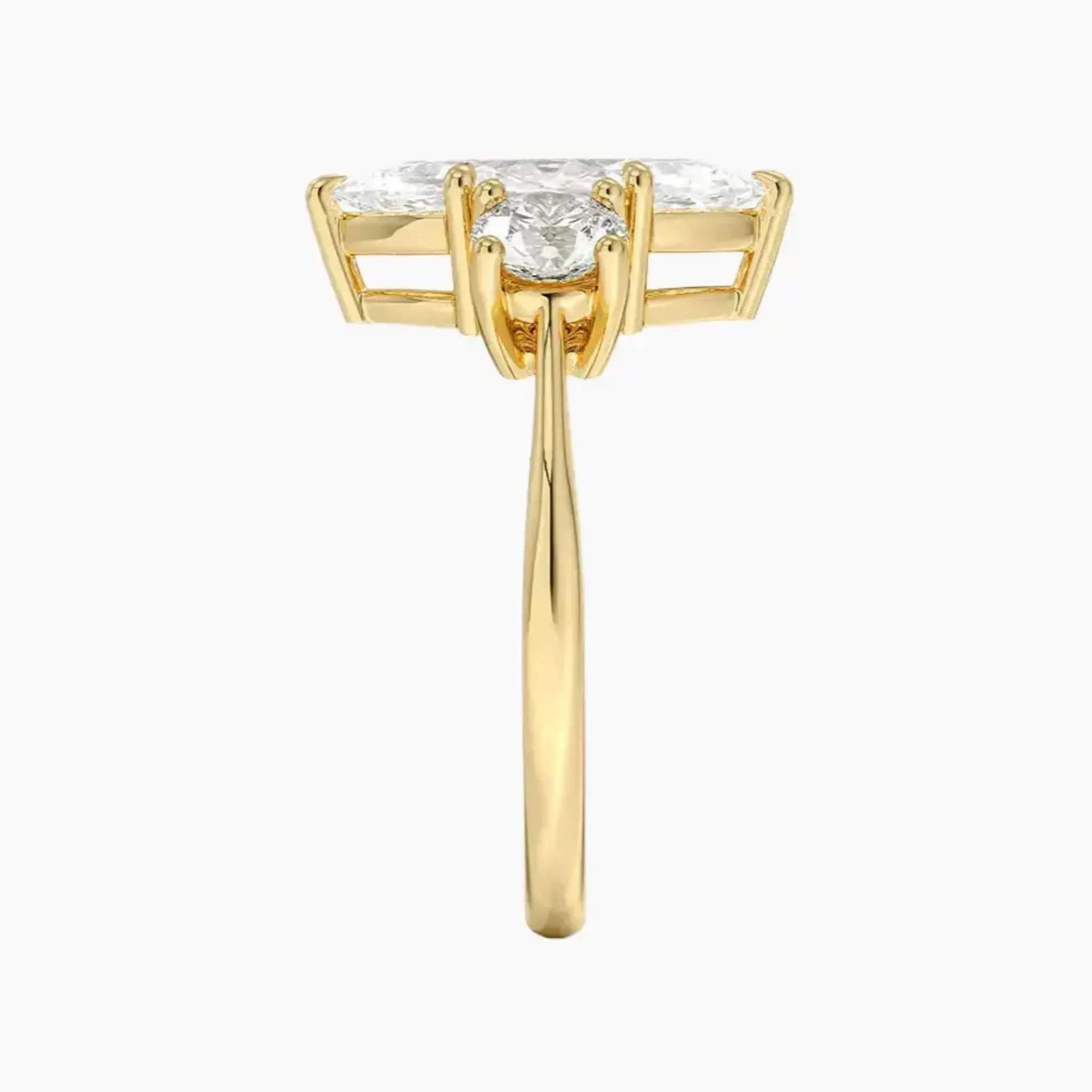 Seraphina Marquise Three Stone Diamond Ring Setting in 18K Yellow Gold