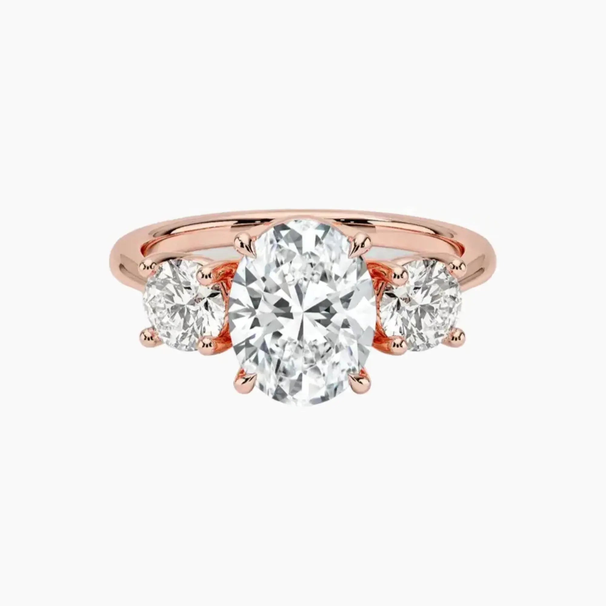 Seraphina Oval Three Stone Diamond Ring Setting in 14K Yellow Gold
