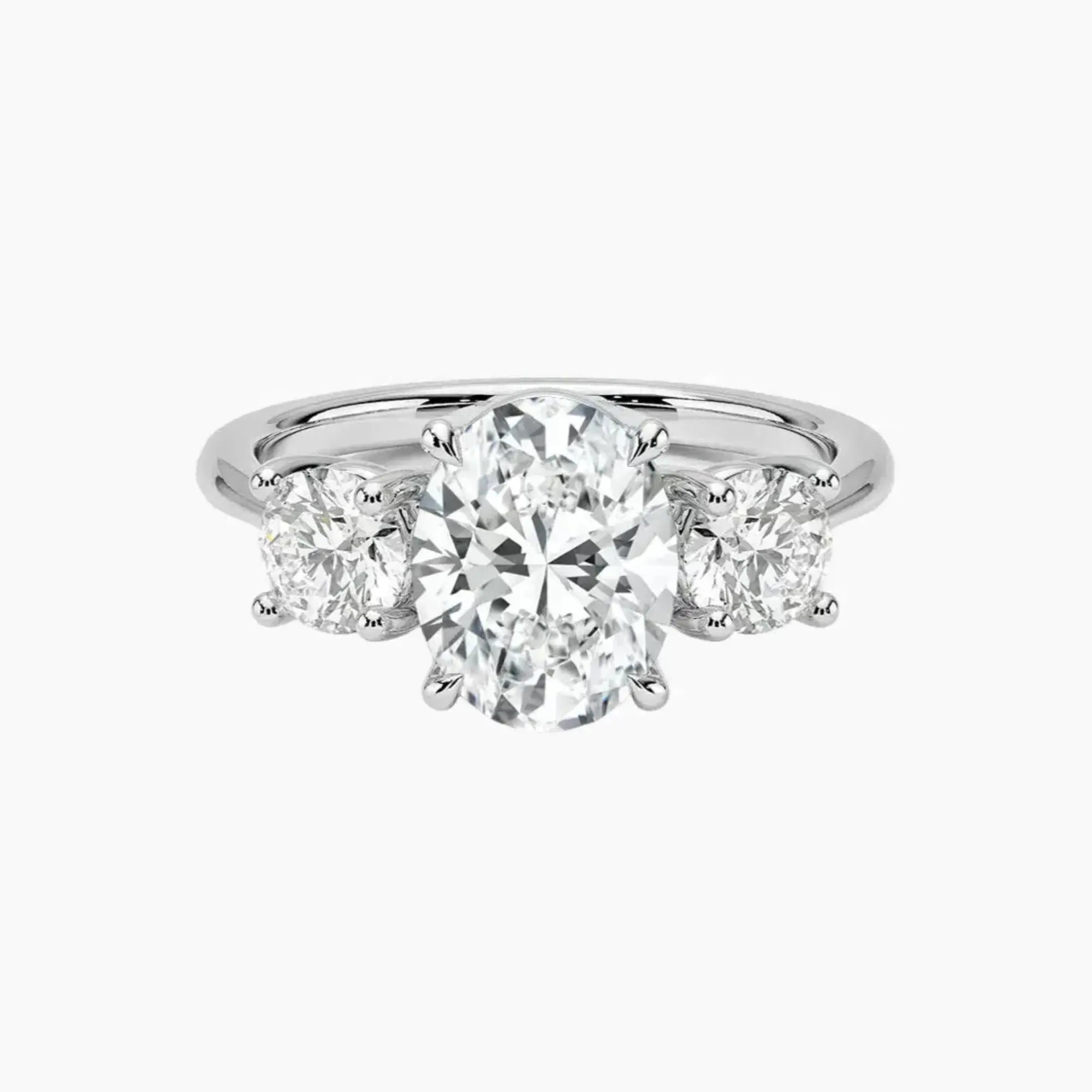 Seraphina Oval Three Stone Diamond Ring Setting in 14K Yellow Gold