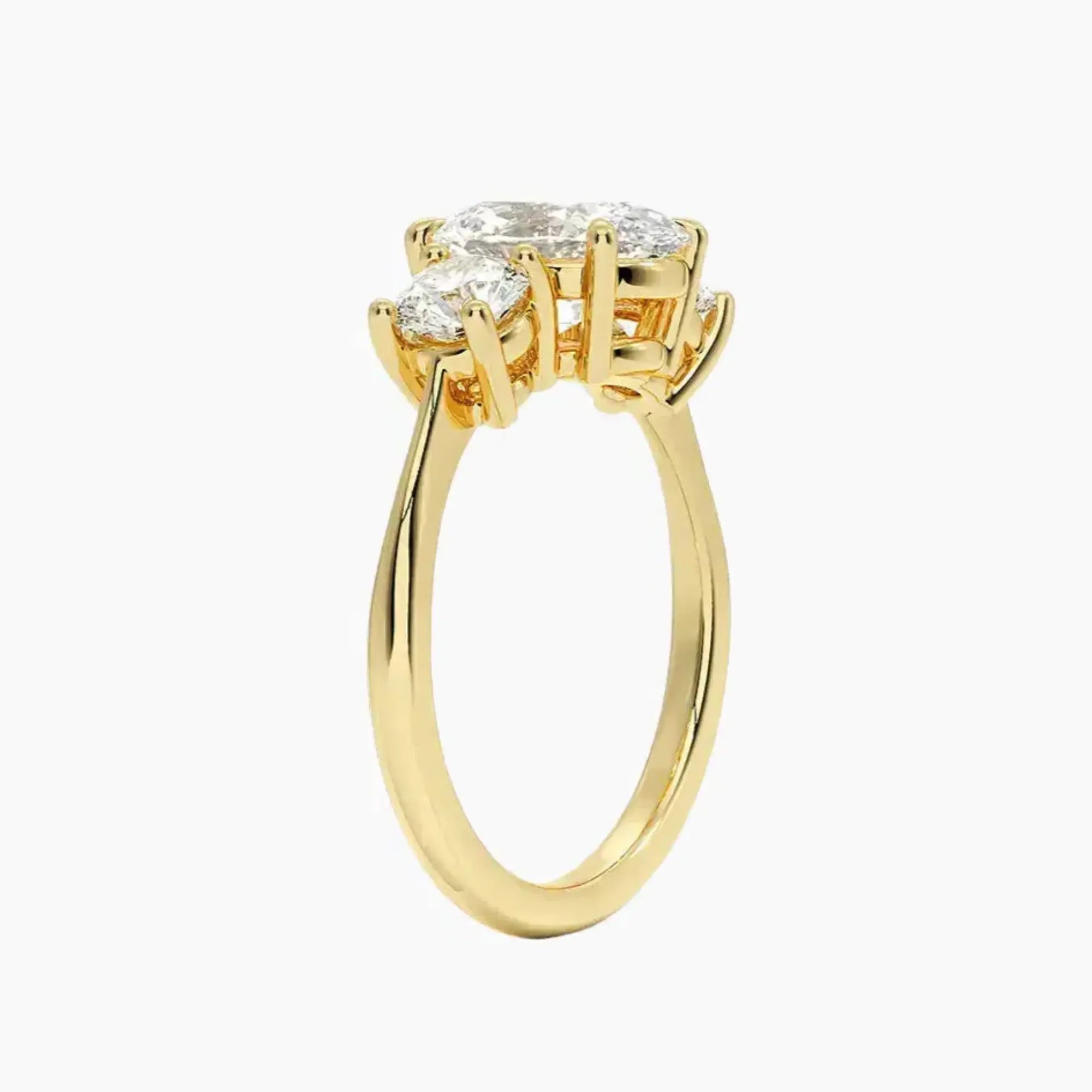 Seraphina Oval Three Stone 2.5 Carat Lab Grown Diamond Engagement Ring in 14K Yellow Gold
