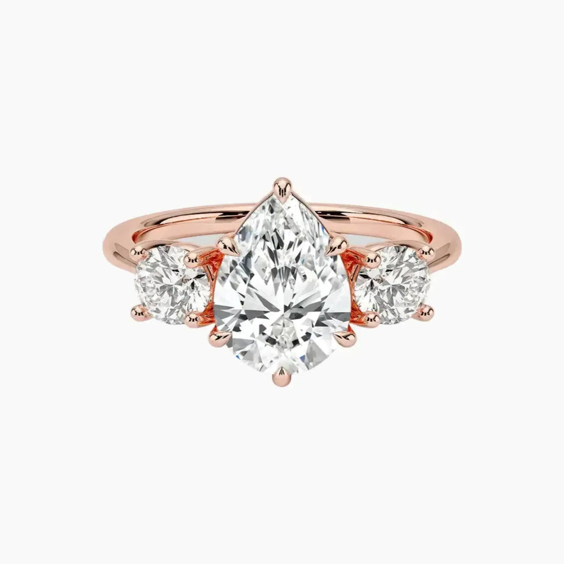 Seraphina Pear Three Stone 1 Carat Lab Grown Diamond Engagement Ring in 18K White Gold