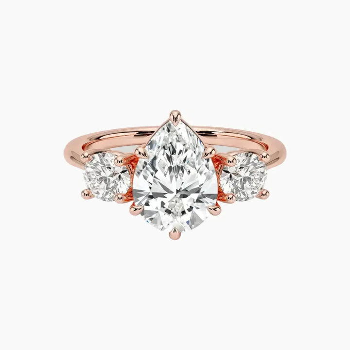 Seraphina Pear Three Stone 2 Carat Lab Grown Diamond Engagement Ring in 18K Rose Gold