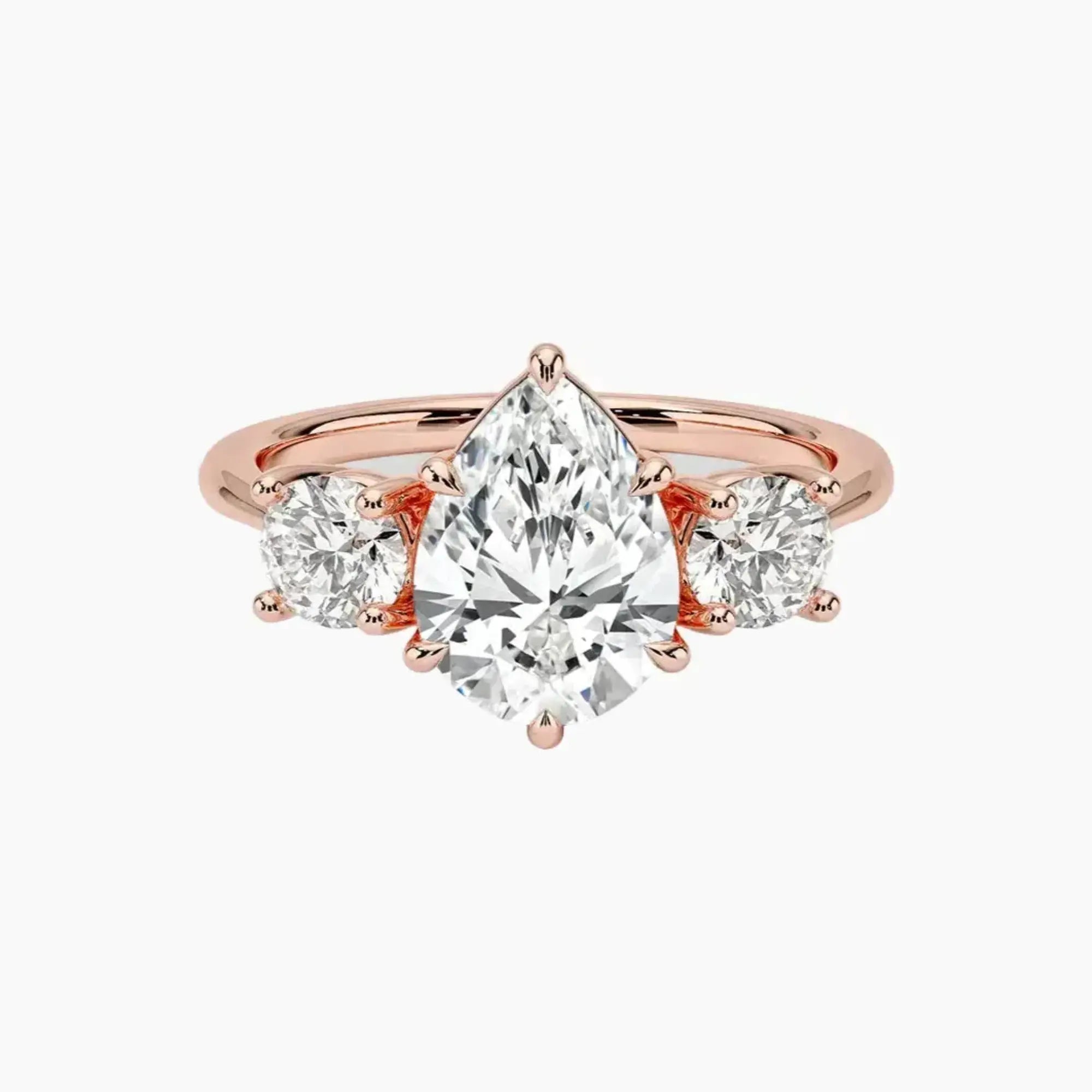 Seraphina Pear Three Stone 1 Carat Lab Grown Diamond Engagement Ring in 14K Rose Gold