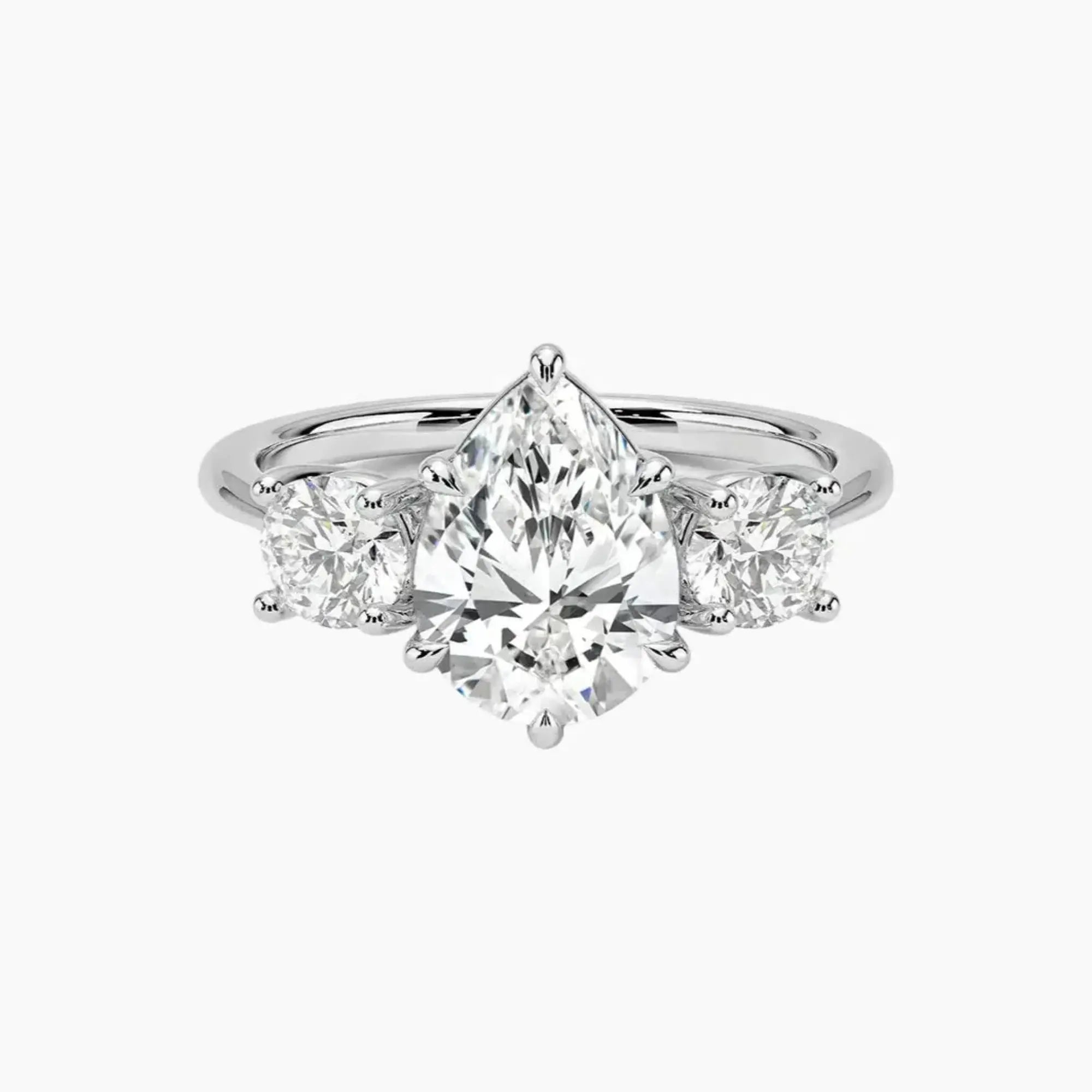 Seraphina Pear Three Stone 3 Carat Lab Grown Diamond Engagement Ring in 14K Yellow Gold