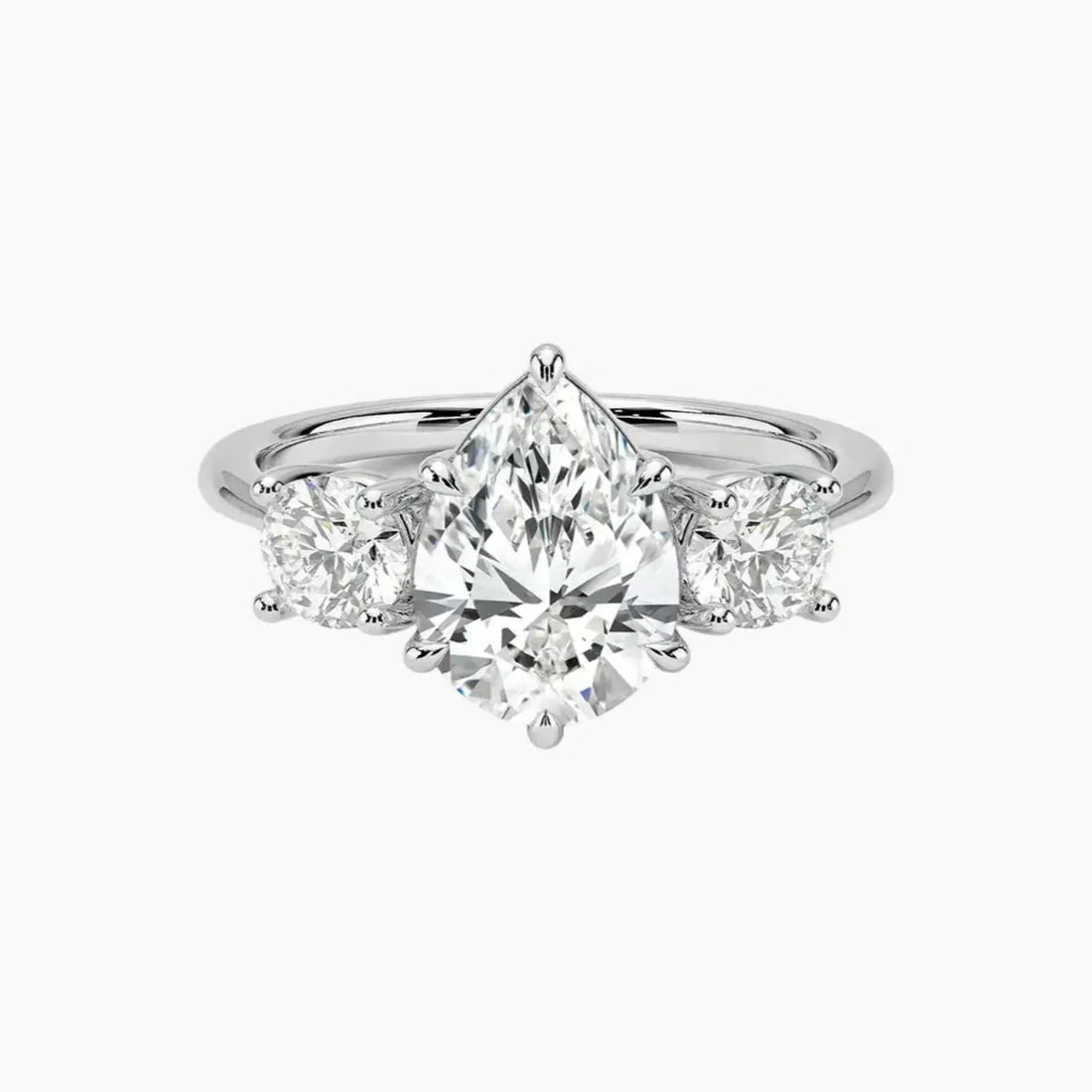 Seraphina Pear Three Stone Diamond Ring Setting in 14K Rose Gold