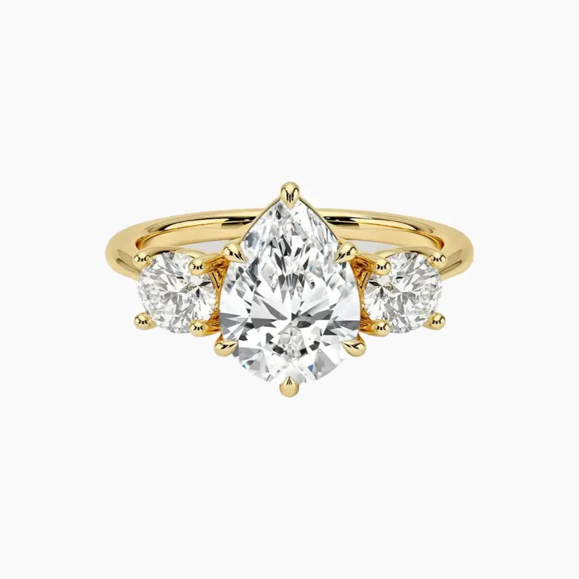 Seraphina Pear Three Stone 1 Carat Lab Grown Diamond Engagement Ring in 18K Rose Gold