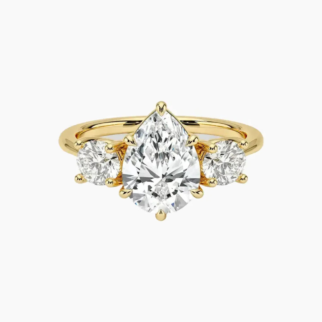 Seraphina Pear Three Stone 1 Carat Lab Grown Diamond Engagement Ring in 18K White Gold
