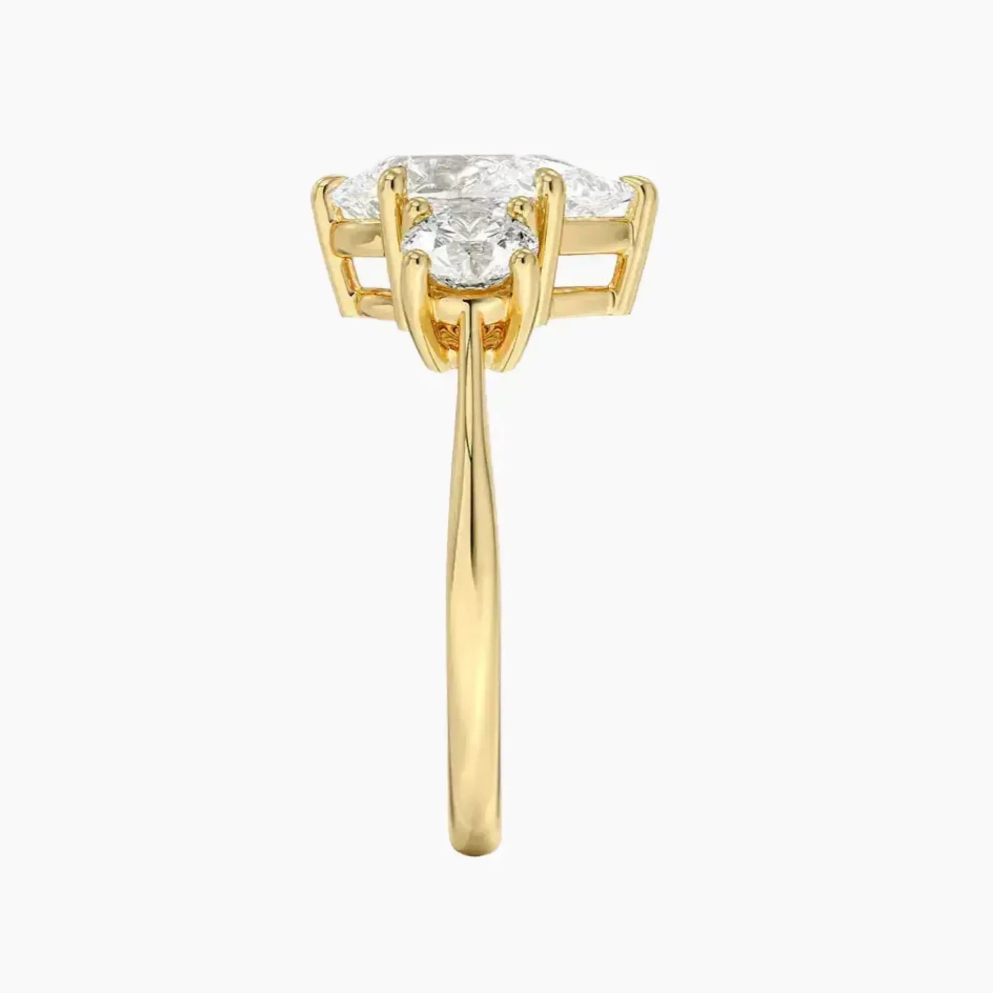 Seraphina Pear Three Stone 3 Carat Lab Grown Diamond Engagement Ring in 14K Yellow Gold