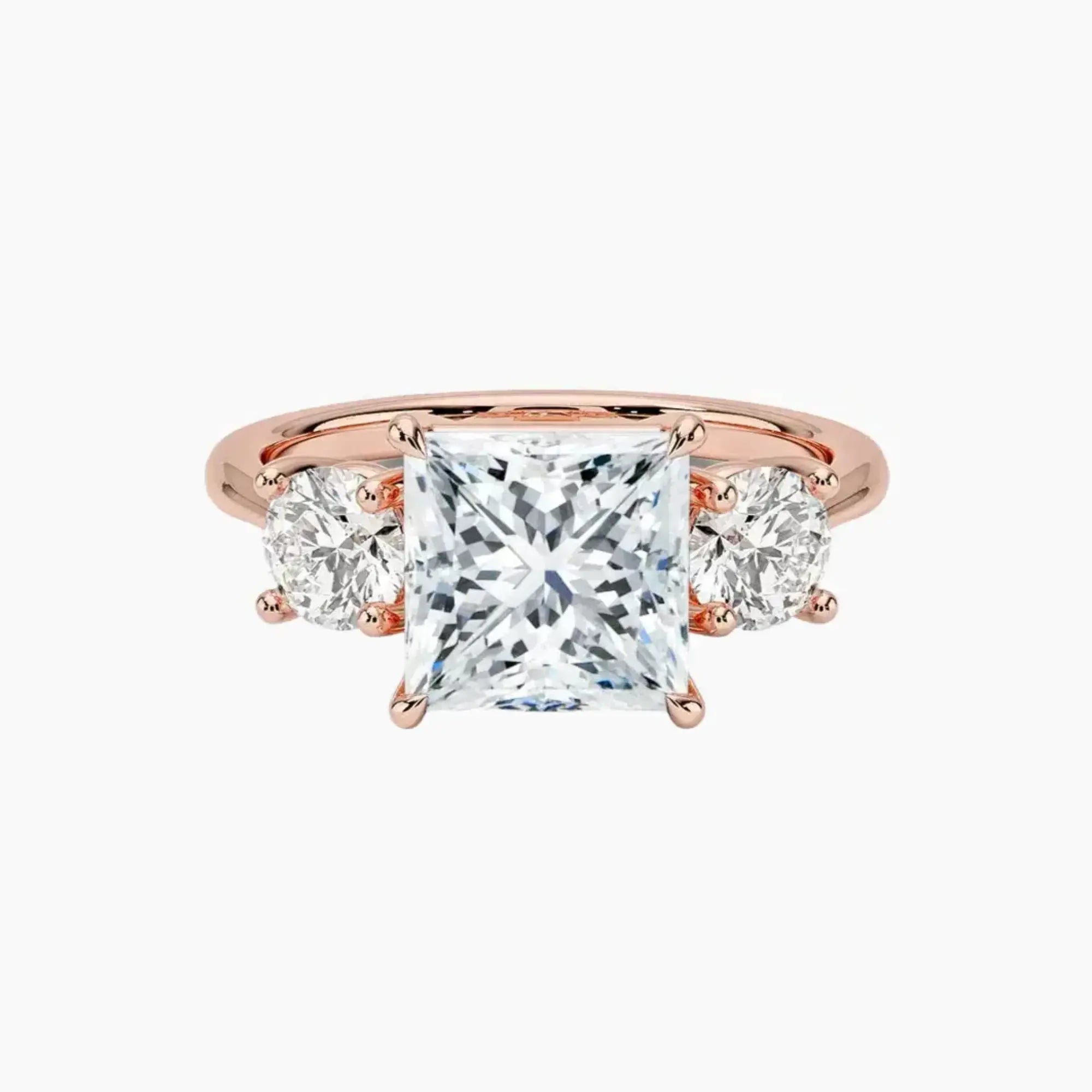 Seraphina Princess Three Stone 1.5 Carat Lab Grown Diamond Engagement Ring in 18K Yellow Gold