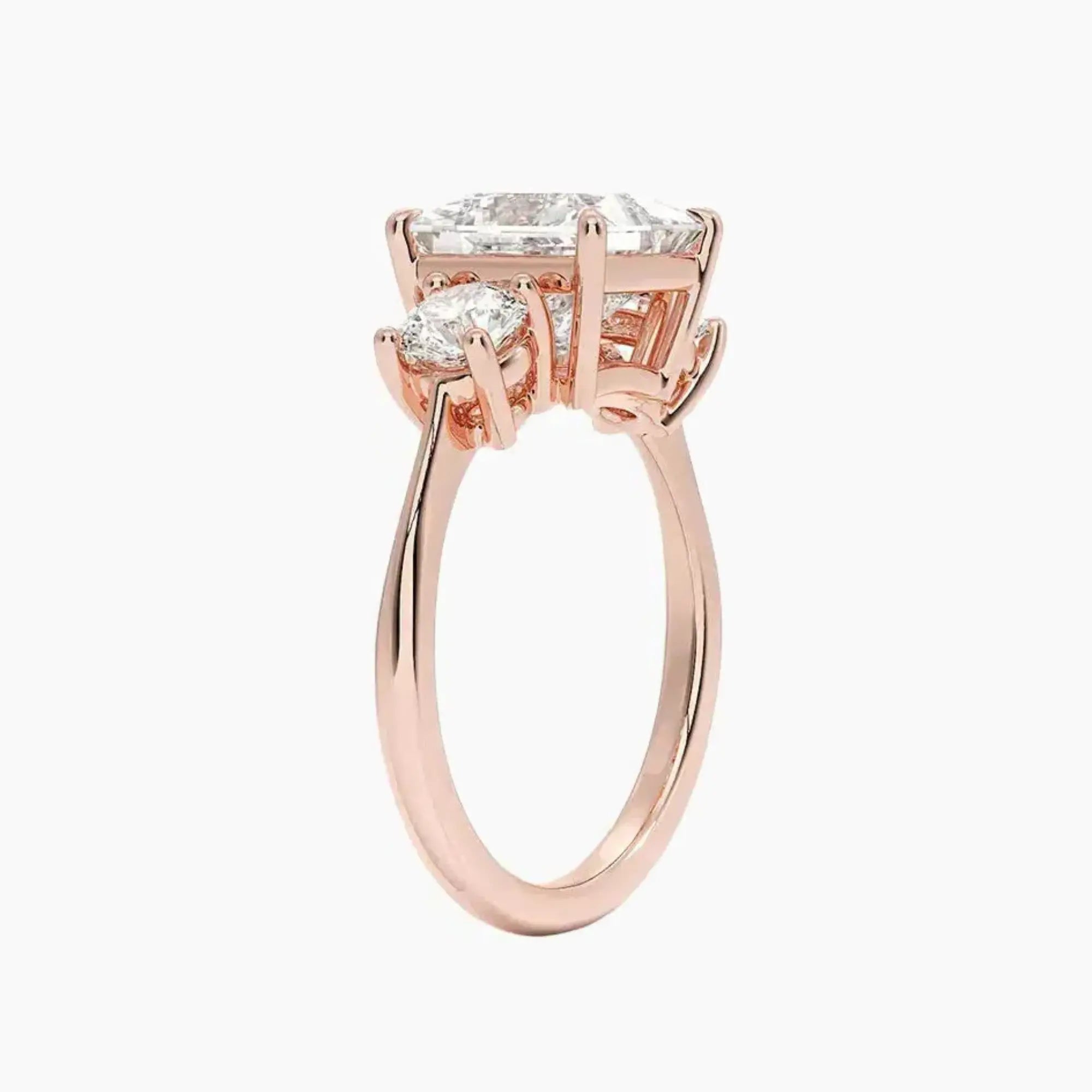 Seraphina Princess Three Stone 1.5 Carat Lab Grown Diamond Engagement Ring in 14K Rose Gold