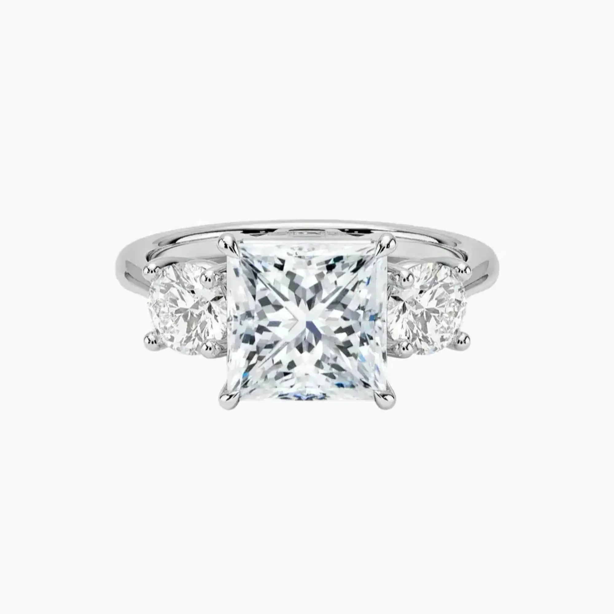 Seraphina Princess Three Stone 2 Carat Lab Grown Diamond Engagement Ring in 18K White Gold