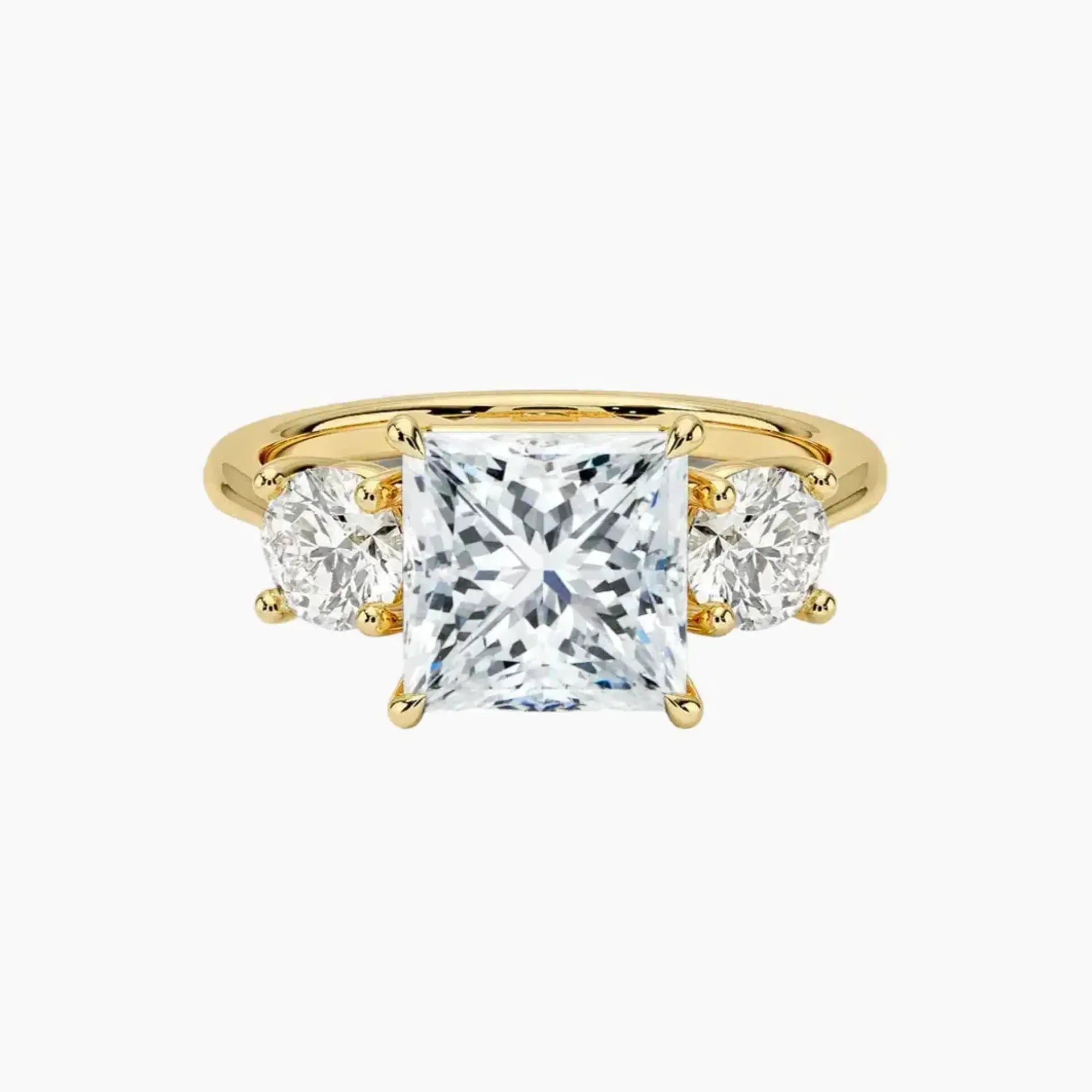 Seraphina Princess Three Stone 3 Carat Lab Grown Diamond Engagement Ring in 14K Yellow Gold