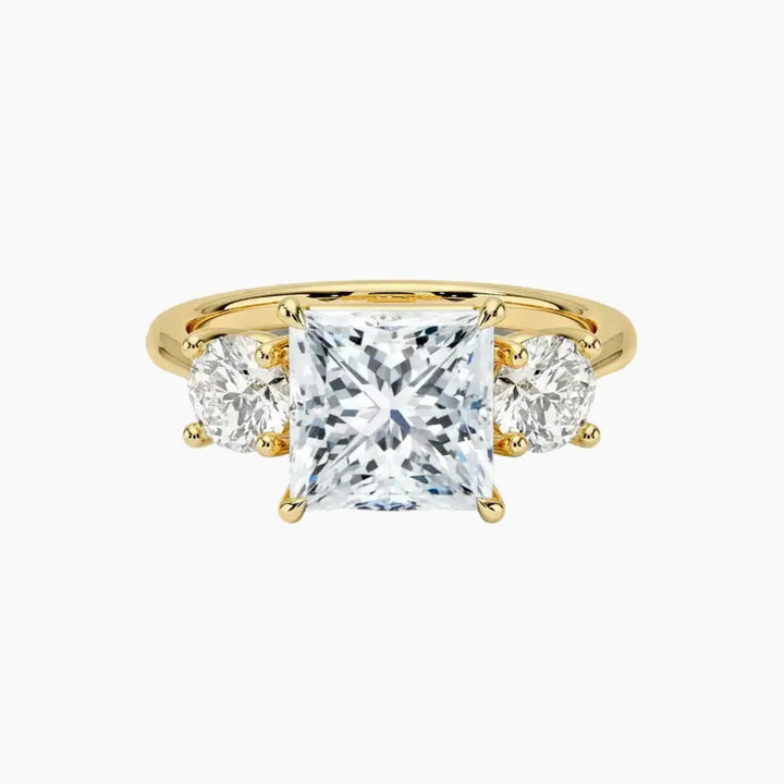 Seraphina Princess Three Stone 1.5 Carat Lab Grown Diamond Engagement Ring in 18K Yellow Gold