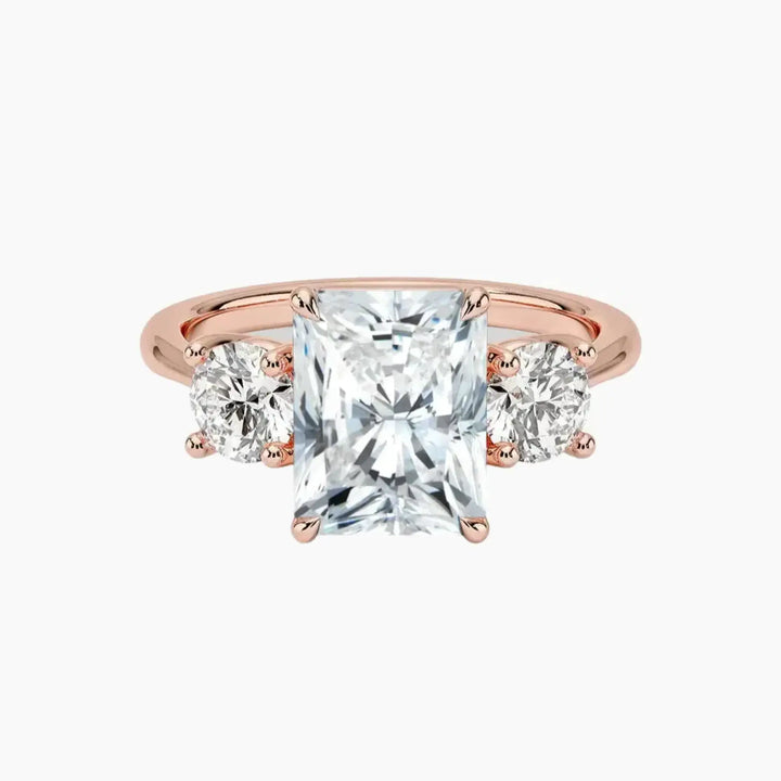 Seraphina Radiant Three Stone 1 Carat Lab Grown Diamond Engagement Ring in 18K Rose Gold