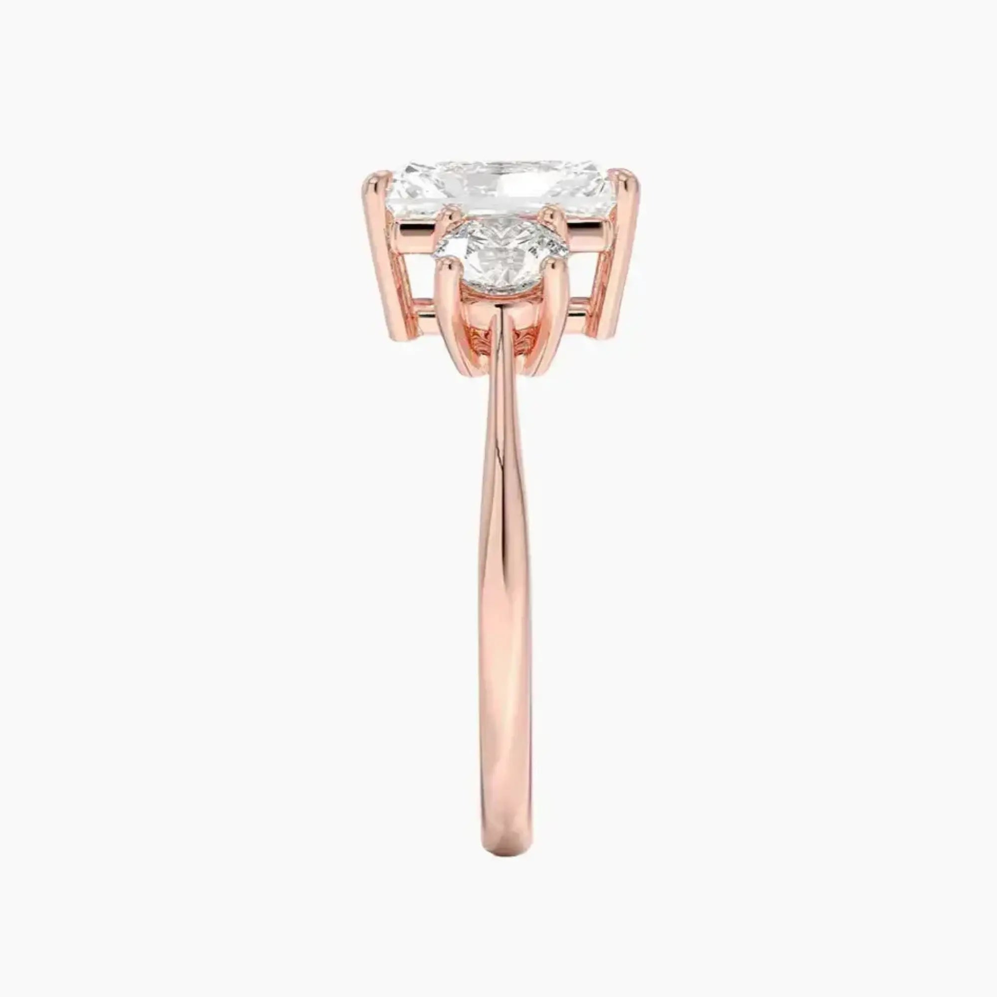 Seraphina Radiant Three Stone Diamond Ring Setting in 18K Yellow Gold