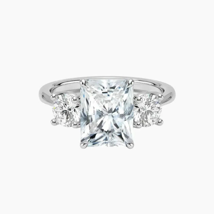 Seraphina Radiant Three Stone 3 Carat Lab Grown Diamond Engagement Ring in 18K White Gold