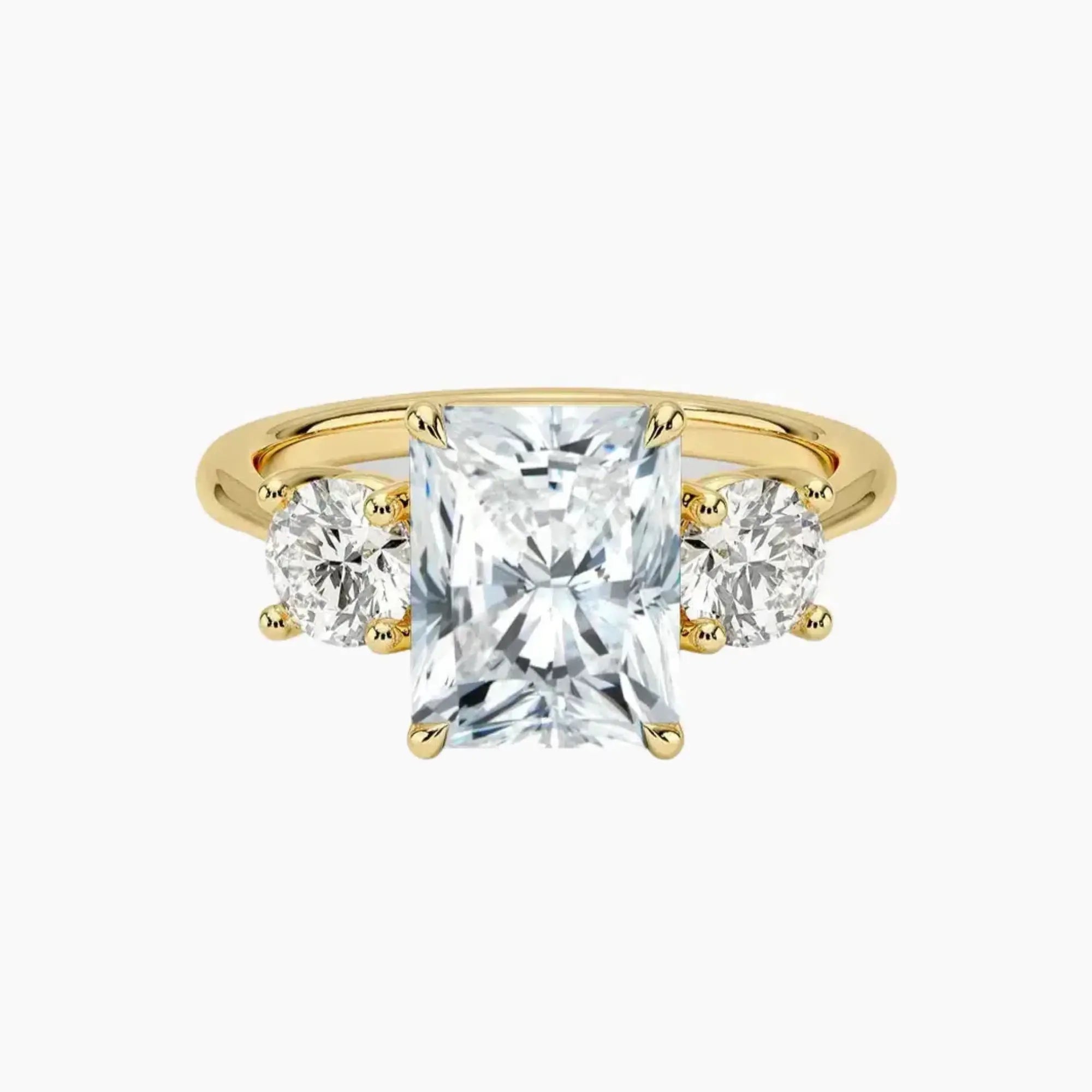 Seraphina Radiant Three Stone Diamond Ring Setting in 14K Yellow Gold