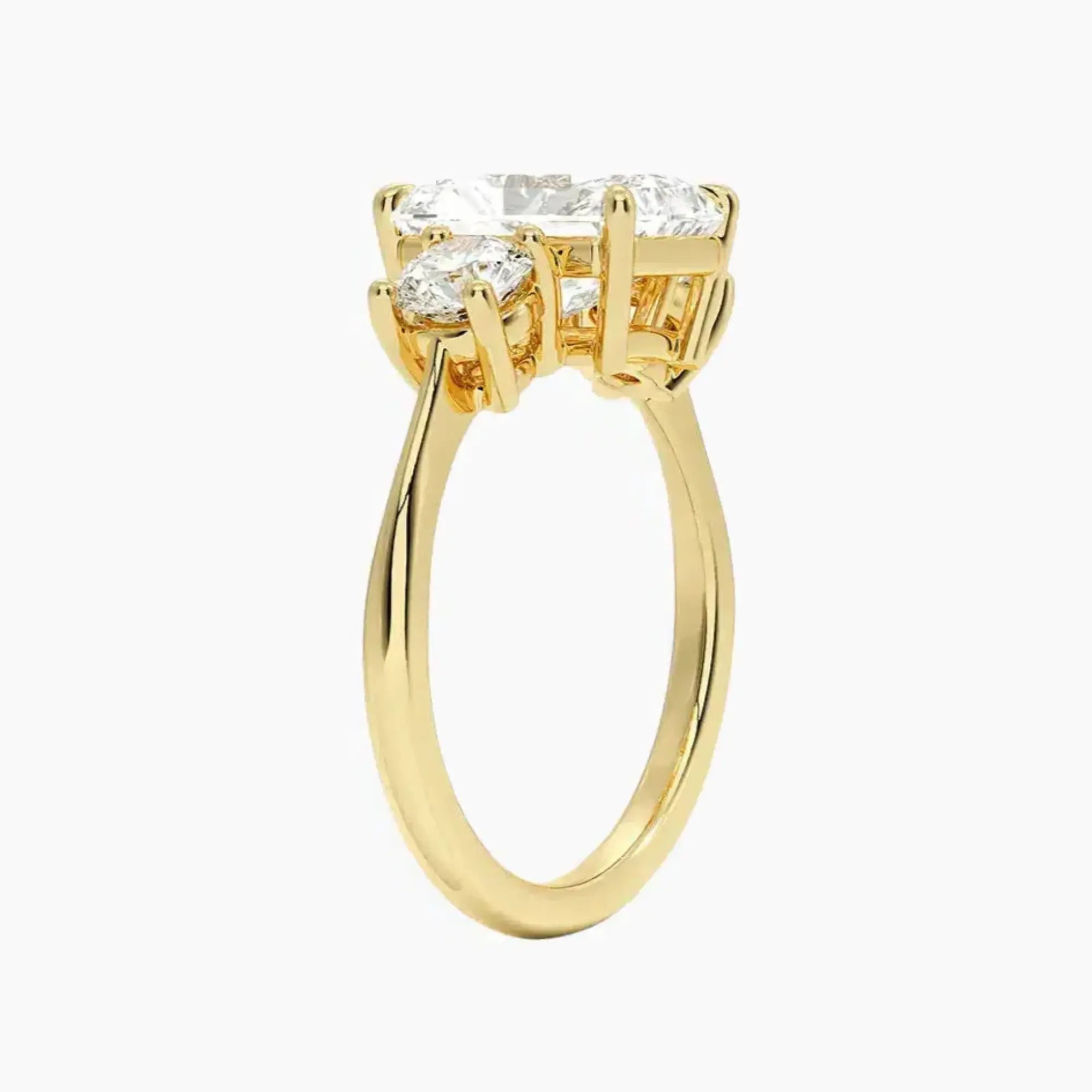 Seraphina Radiant Three Stone 1 Carat Lab Grown Diamond Engagement Ring in 14K Yellow Gold