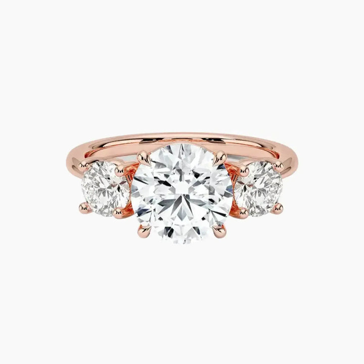 Seraphina Round Three Stone 2.5 Carat Lab Grown Diamond Engagement Ring in 14K Rose Gold