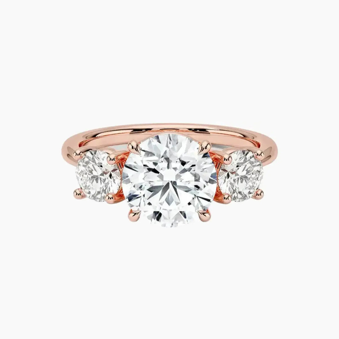 Seraphina Round Three Stone 3 Carat Lab Grown Diamond Engagement Ring in 14K Rose Gold